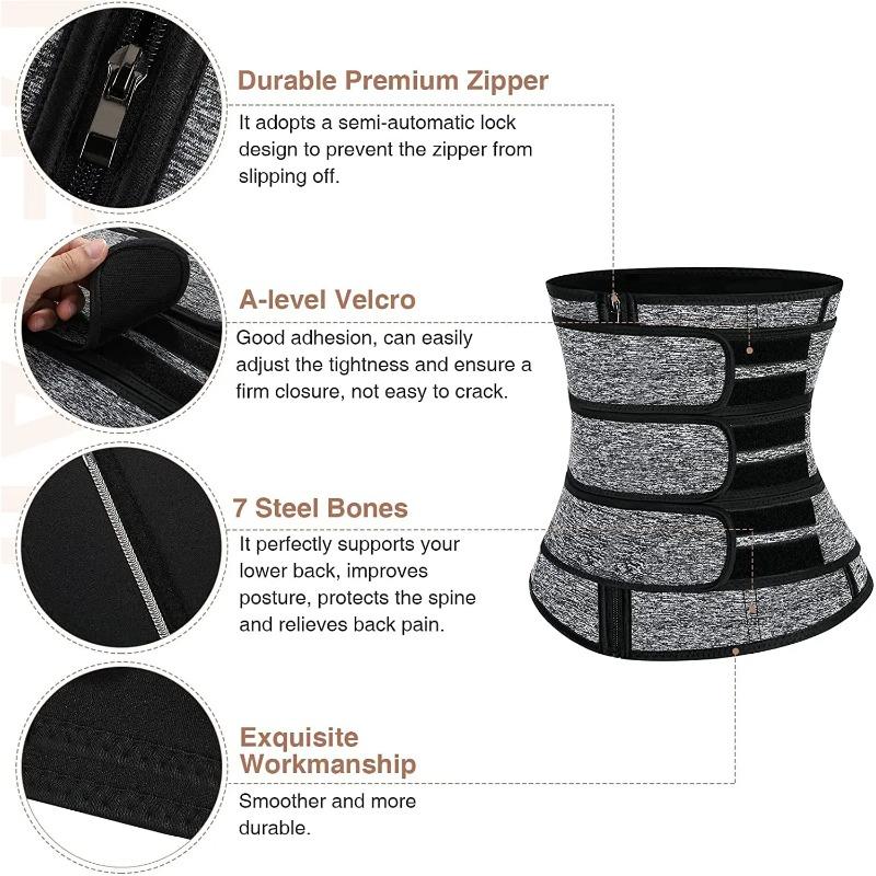 Women Waist Trainer Cincher 3 Straps - Tummy Control Sweat Girdle Workout Slim Belly Band for Weight Loss
