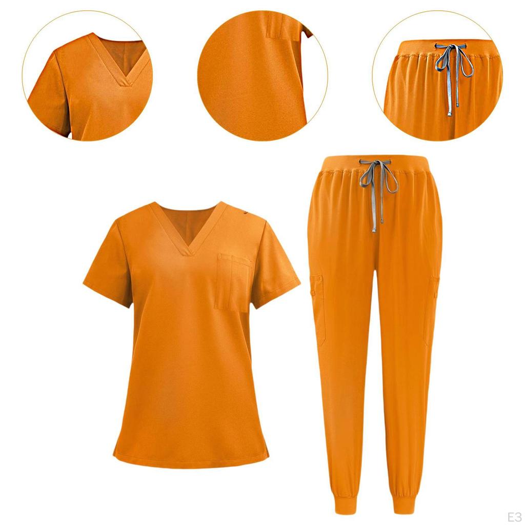 Women Scrub Uniform Set Jogging Cloth Top and Jogger Pants for Yoga Pet Grooming