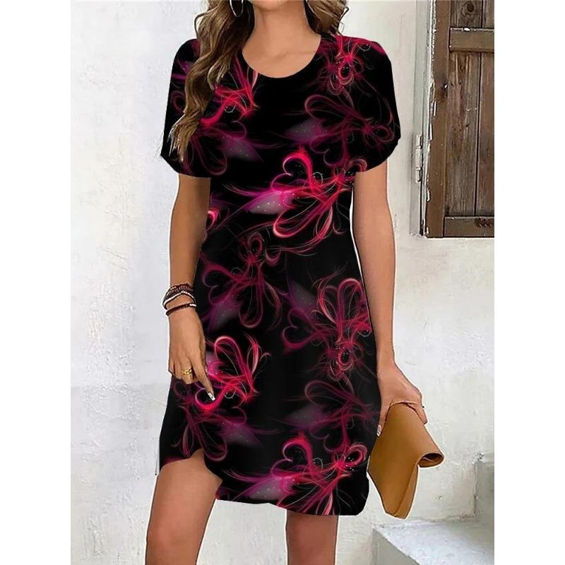 2025 новое модное и повседневное высококачественное платье с принтом, воротником-стойкой, коротким рукавом L