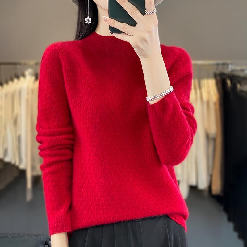 Women's Cashmere Sweater Qinghe Cashmere 30% Cashmere 70% Wool Women's Autumn and Winter Cashmere Pullover Soft and Warm
