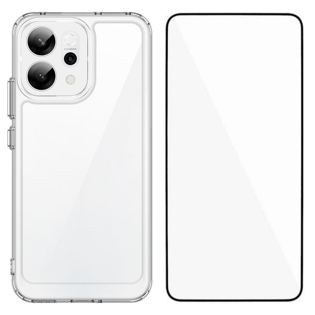 For Oppo Reno14 5G (Global) Case WANLONFENG MF Series TPU Acrylic Clear Phone Cover with Tempered Glass Film