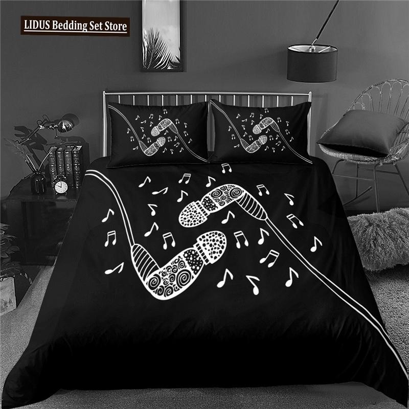 3d Music Notes Guitar Duvet Cover Set For Teens Adults Bedroom Decor 2/3pcs Music Bedding Sets Fashion Hip Hop Comforter Cover