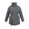 2025 Winter Autumn New Cotton Coat Women's Stand Collar Belted Irregular Mid-Length Outerwear Fashion Europe America Style