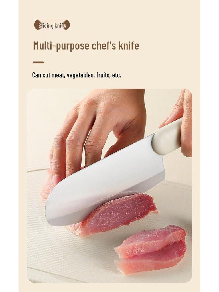 Stainless Steel Kitchen Knife Set with Cutting Board and Storage, Ideal for Baby Food and Dormitory Use