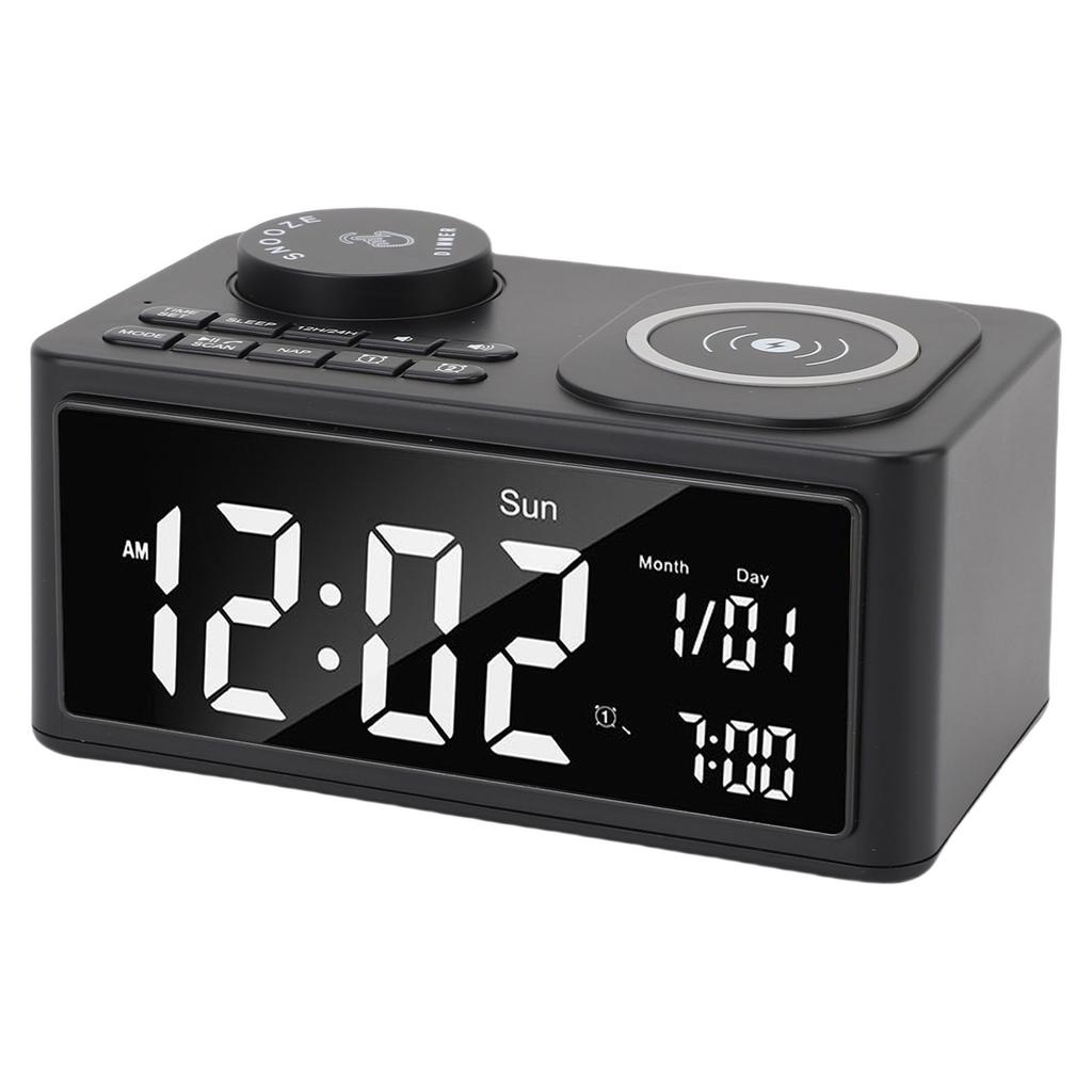 Bluetooth Speaker with Wireless Charger Digital Alarm Clock Wireless Charging Station HiFi Speaker
