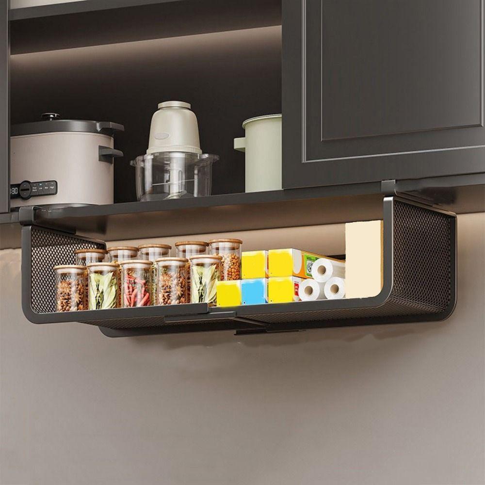 Large Capacity Retractable Hanging Basket Adjustable Spice Holder  Bathroom