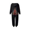 Weihnachtsdruck Eltern-Kind-Outfit Kapuzenreißverschluss Einteiliges modisches Heimanzug-Set