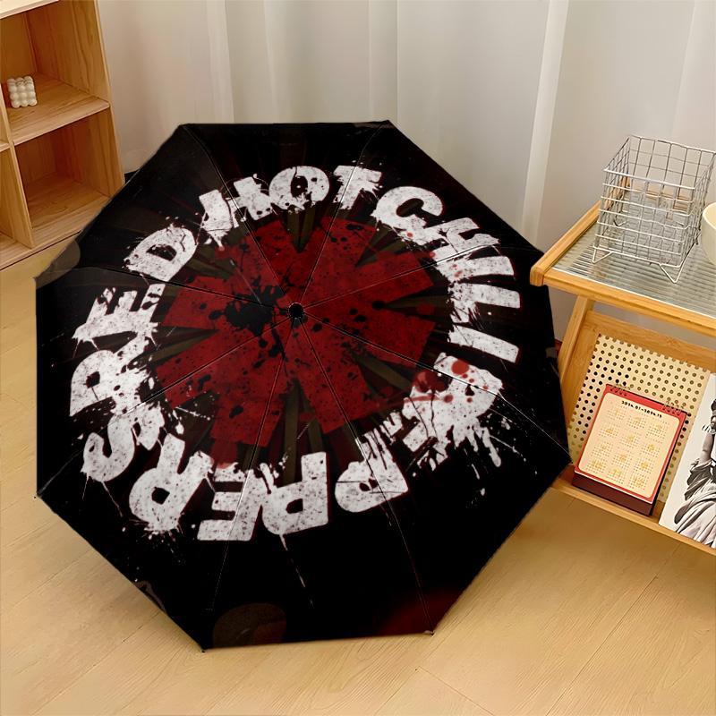 Red Hot Chili Peppers Print 8?Ribs Automatic Umbrella Wind Resistant Lightweight Folding Umbrella For Outdoor Travel