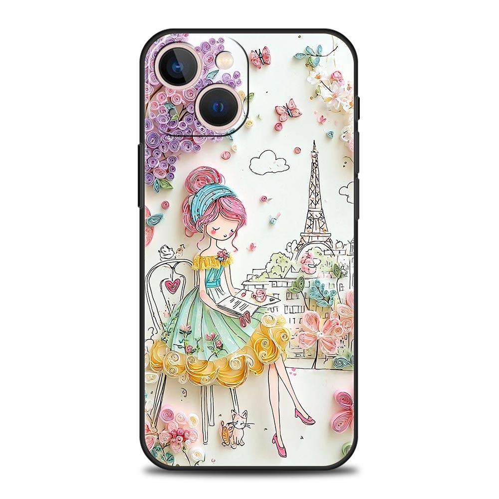 Cartoon Girl Phone Case Cover for iPhone 17 16 15 14 13 12 Pro Max 11 Pro Max 17 AIR Plus Shockproof Soft TPU Shell Fundas Capas
