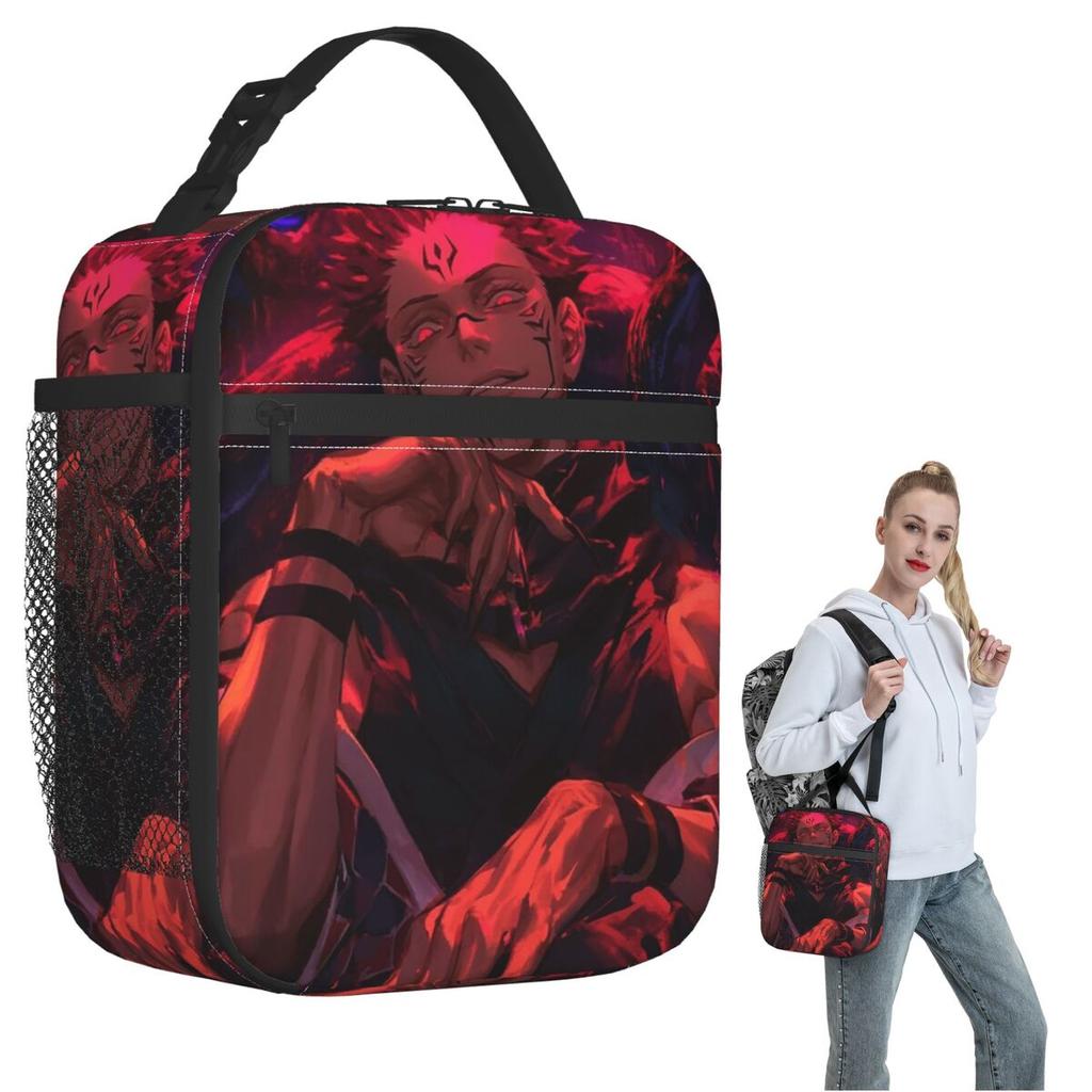 Sukuna Ryomen - Jujutsu Kaisen Isolierte Lunchtasche für Damen Kinder Auslaufsichere Lebensmittelboxen Thermische Lunchbox Tragetasche