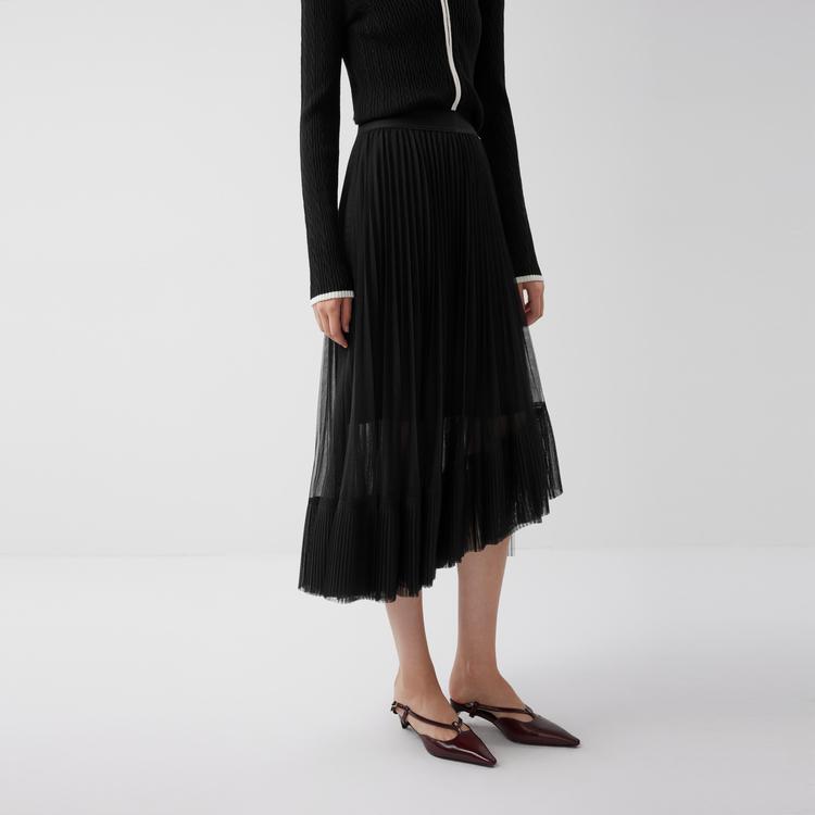 ELLE French Elegant Design Mesh Fashion A-Line Skirt With Draping Women skirts ER52983