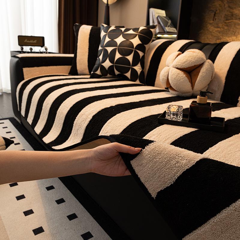 Shu Cotton Lint Sofa Cushion Winter Thickened Universal Sofa Cover Cover  Non-Slip And Anti-Cat Scratch Light Luxury