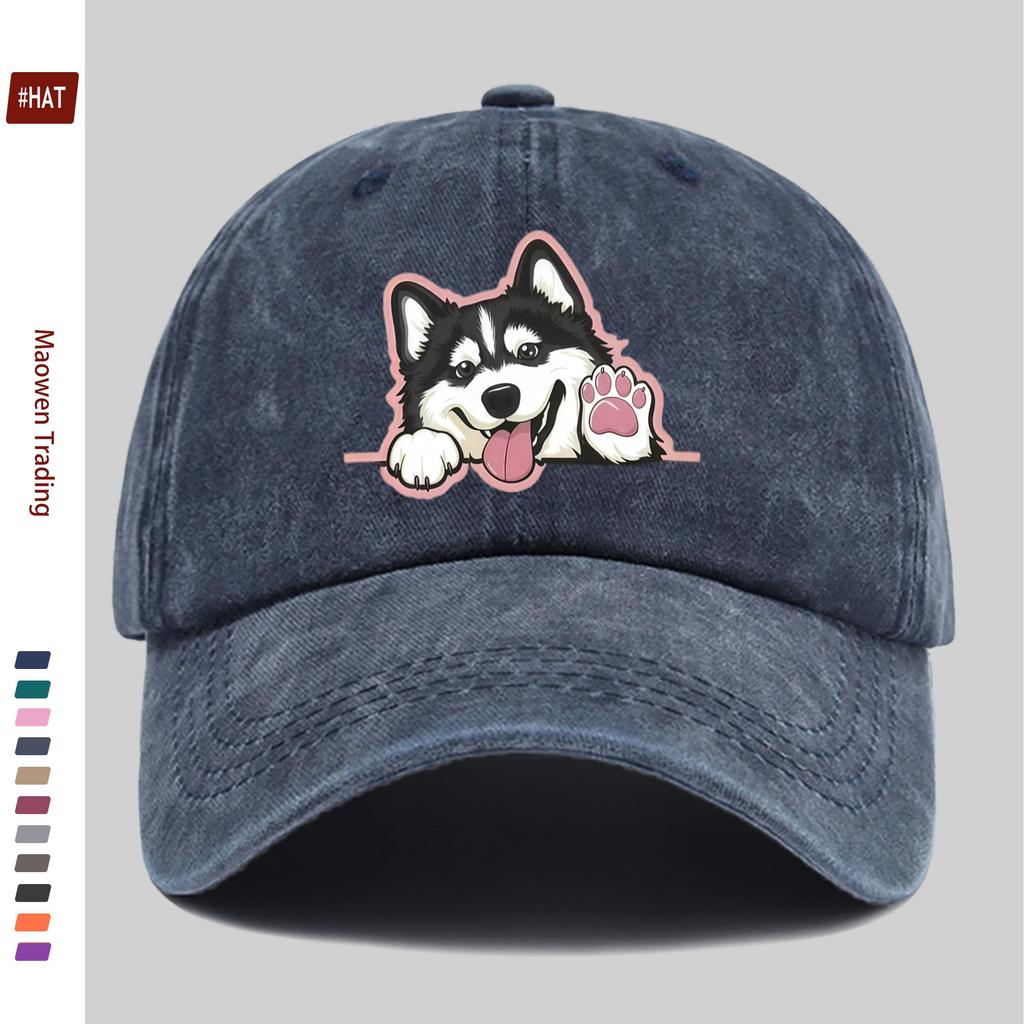 Pc Cute Husky Cartoon Printed Baseball Cap Casual Fashion Printed Trucker Sun Hat Comfortable Lightweight Papa Hat Dad Mom B