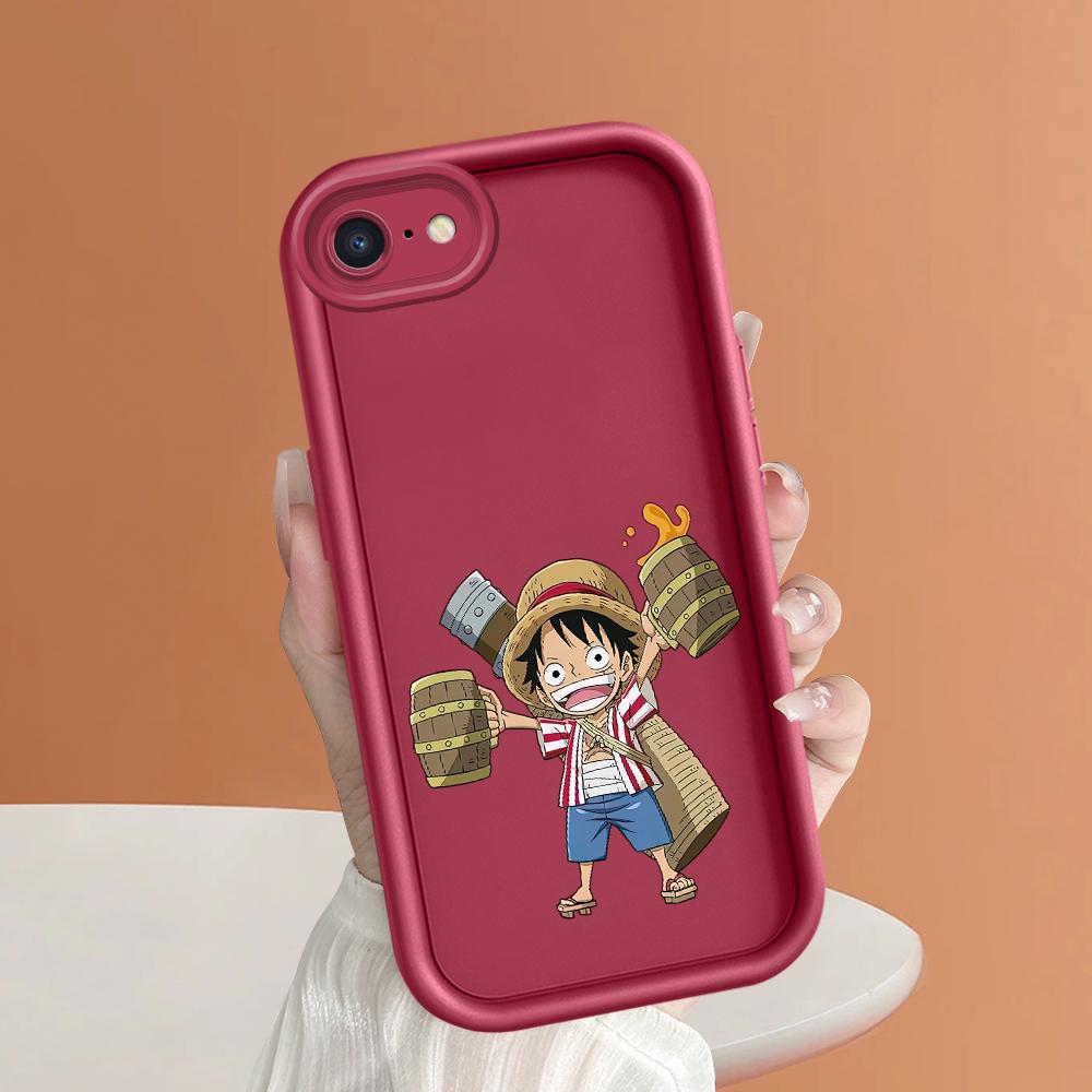 Funny Luffy Square Ladder Silicone Phone Case for iPhone Samsung Galaxy Xiaomi Redmi POCO HUAWEI Honor Shockproof Protection Rubber Cover
