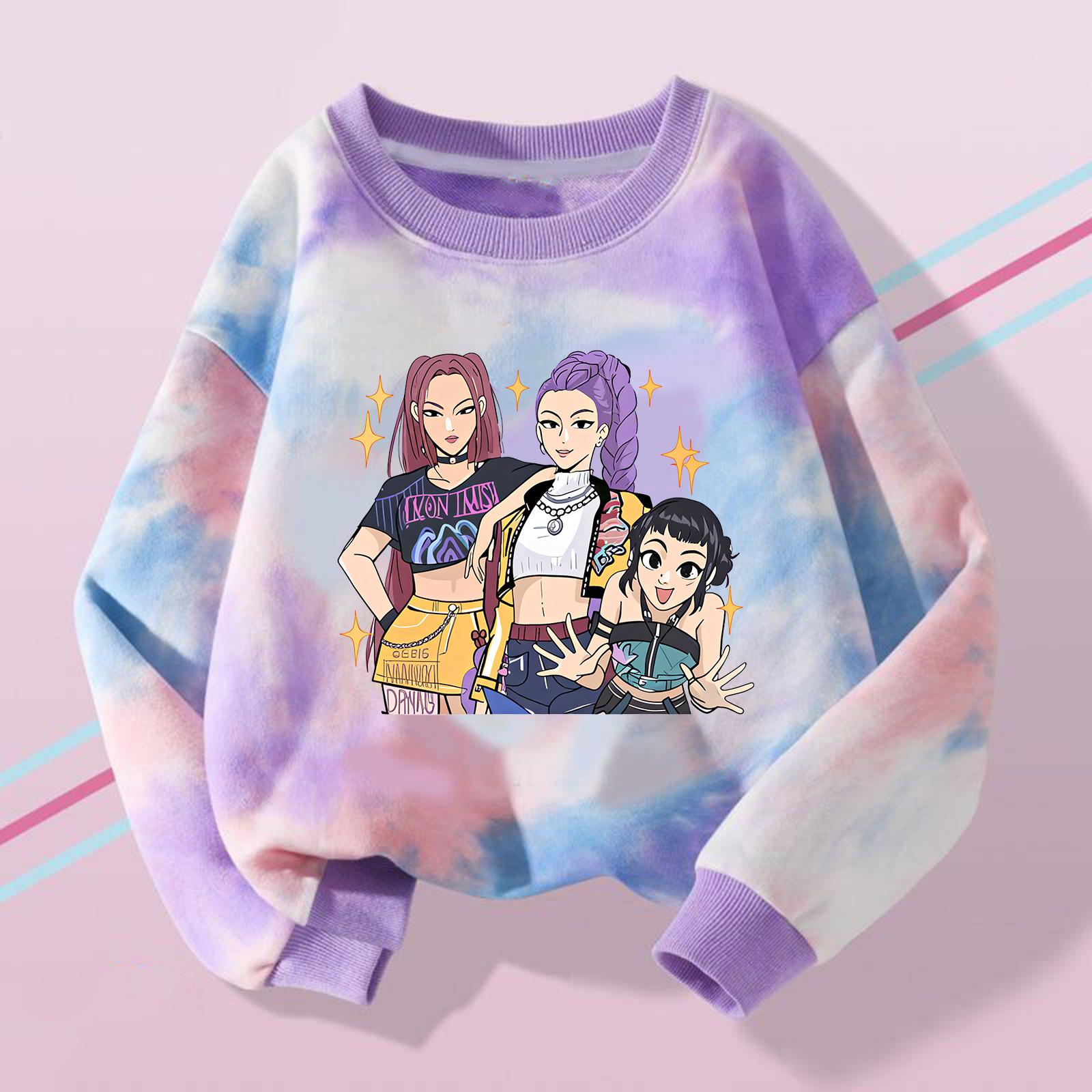 

Детский модный повседневный топ с принтом, пуловер, толстовка 120 фиолетовый