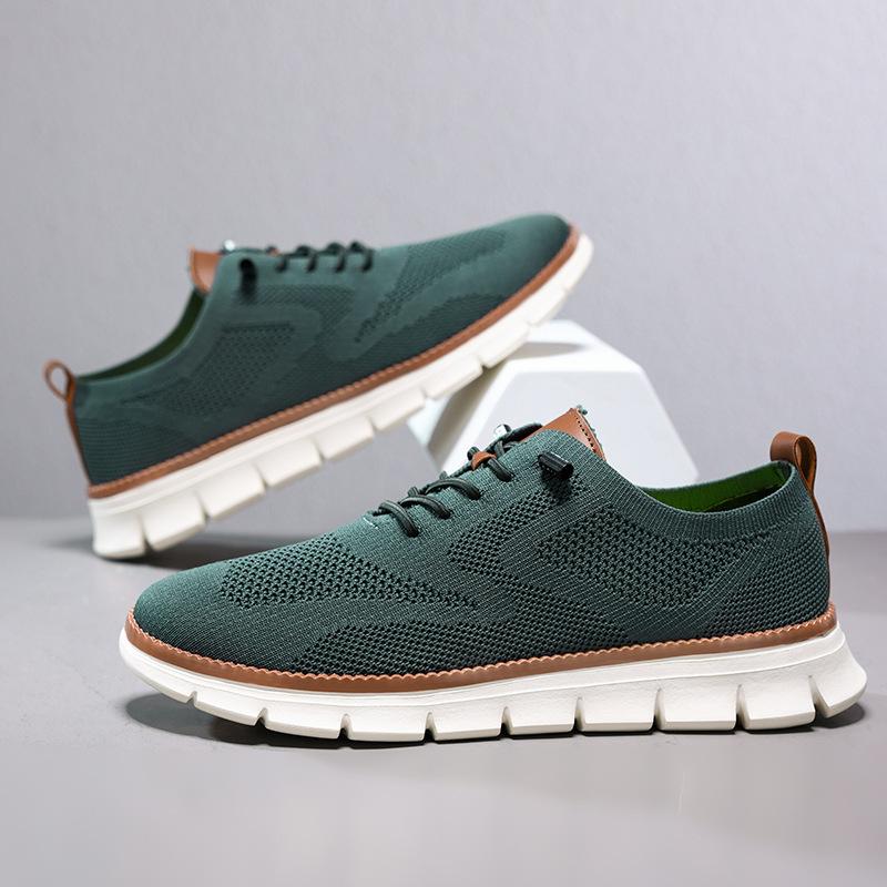 

Men s casual shoes new large size light breathable fly-woven shoes outdoor non-slip fashion sports shoes men 48 темно-зелений колір