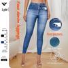 25 Women's High Waist Imitation Denim Slimming Butt-Lifting Yoga Pants - Perfect for Fitness, Running, and Casual Wear.