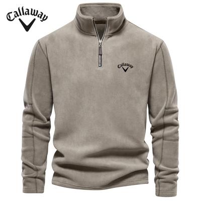 2025 Callaway Vyšívaná Párová Jesenná a Zimná Novinka Stojací Golier Polovičný Zips Dlhý Rukáv Mikina Trendy Ležérny Fleecový Top