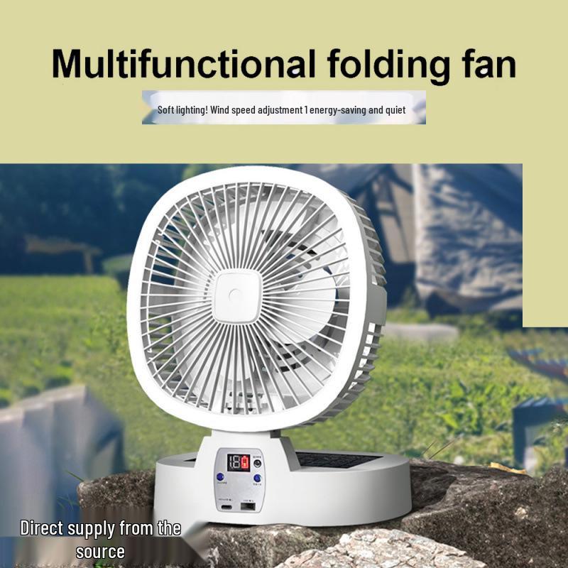

Portable Solar-Powered Foldable Fan and Night Light for Camping USB Power Mini Fan