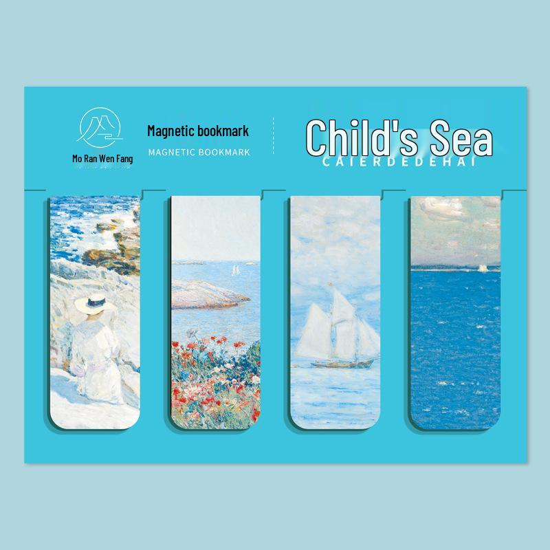 

Set of 4 Magnetic Bookmarks Featuring World Famous Paintings: Monet & Van Gogh