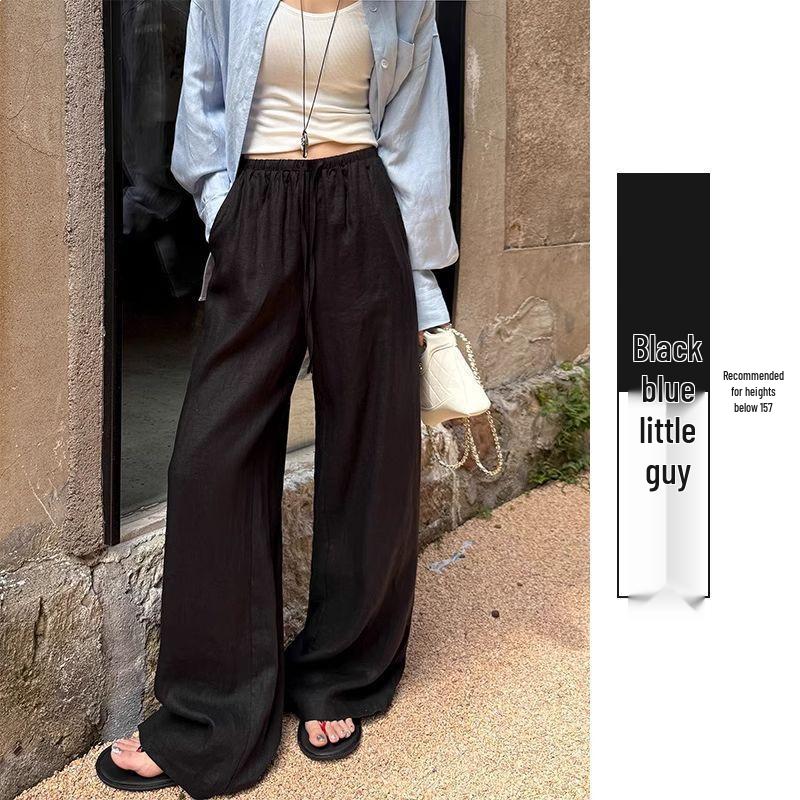 Women's Summer White Wide-Leg High-Waisted Linen-Style Loose Pants
