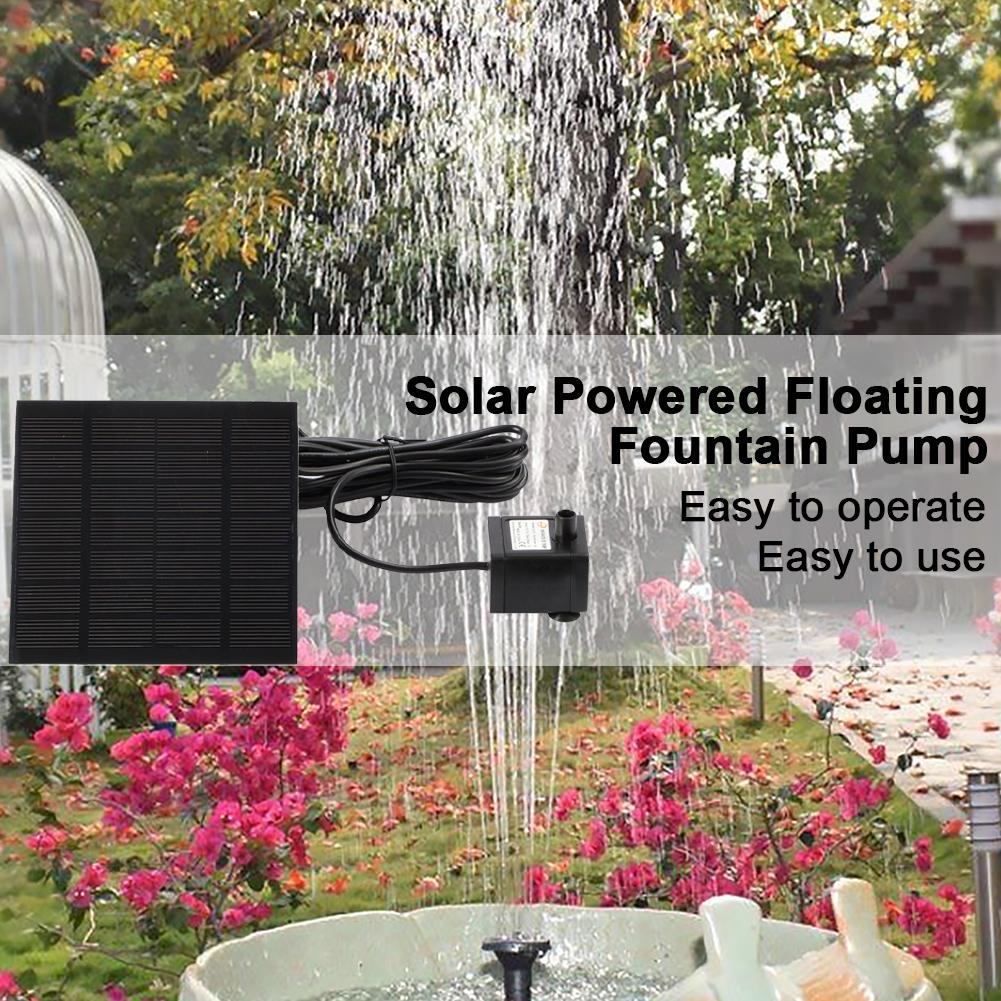 1.2W Solar Water Fountain Pump 200L/h with 6 Nozzles Solar Powered Fountain Water Pump Lift 110cm for BirdBath Garden Small Pond