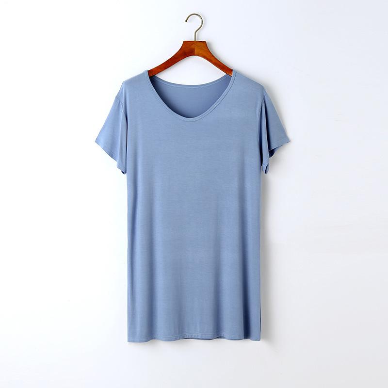 Modal Pajamas Women's Summer New Nightgown V-neck Short-sleeved Simple Women's Pajamas Outside Casual Home Clothes