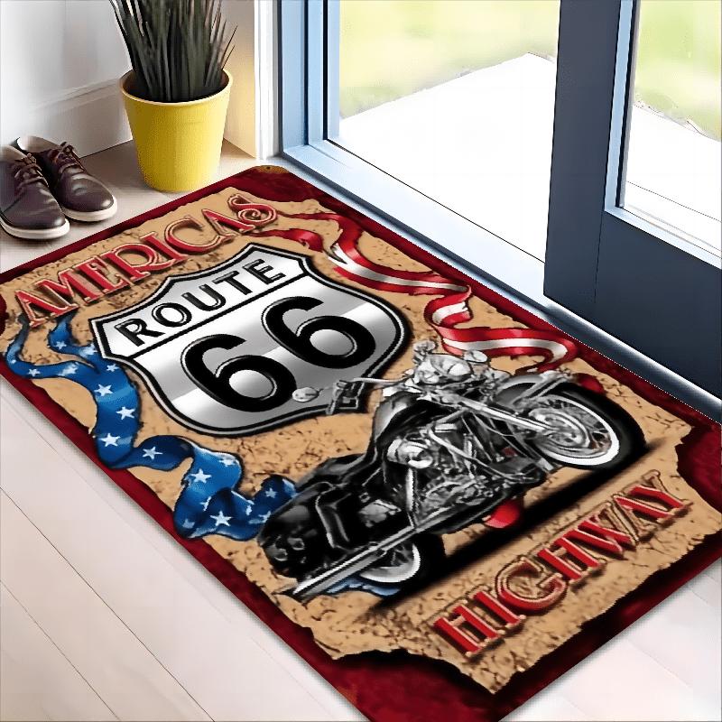 Motorcycle Design Non-Slip Floor Mat Washable Decorative Area Rug for Living Room Bedroom Gaming Room Home Decor