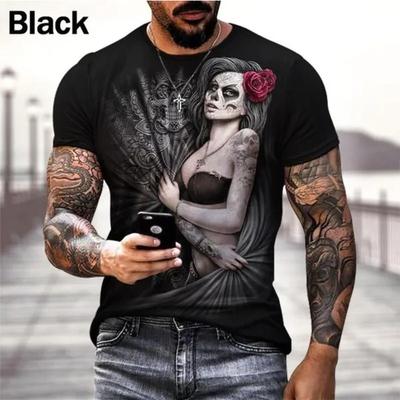 Sommer Rundhals 3D Katrina Schädel Print Top Modische Lockere Kurzarm Herren T-Shirts