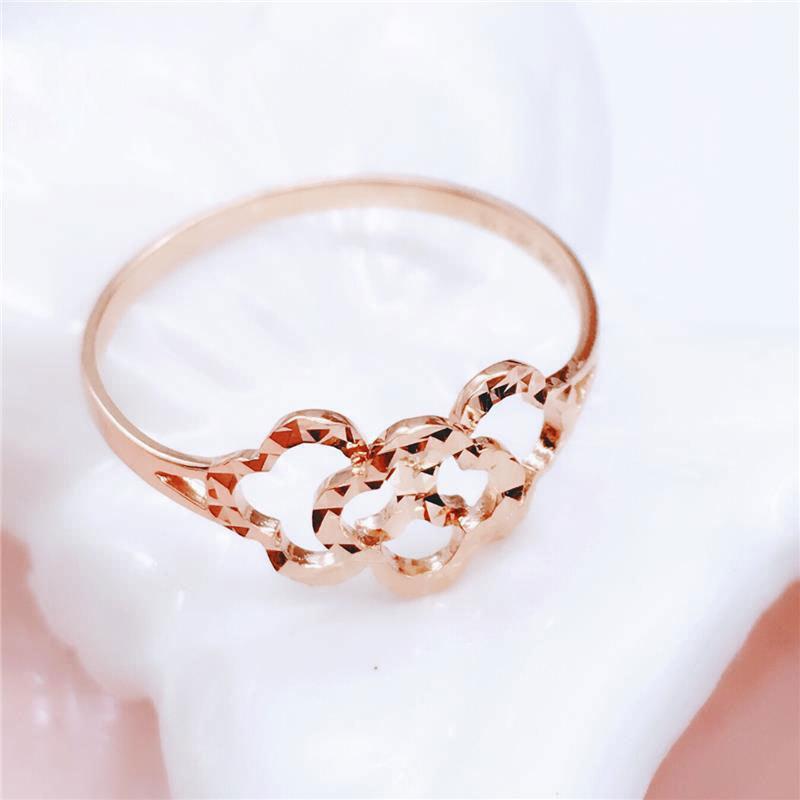 Purple Gold Ring Female Hollowed-Out Personalized Rose Gold-Plated Peach Blossom Ring Adjustable