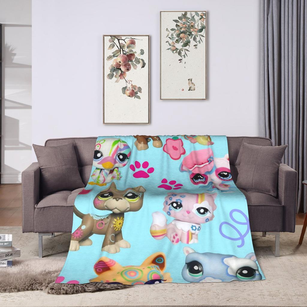 Littlest Pet Shop Warm Soft Blanket  Travel Office Plush Throw Blanket Novelty Couch Bed Flannel Bedspread Sofa Bed Cover