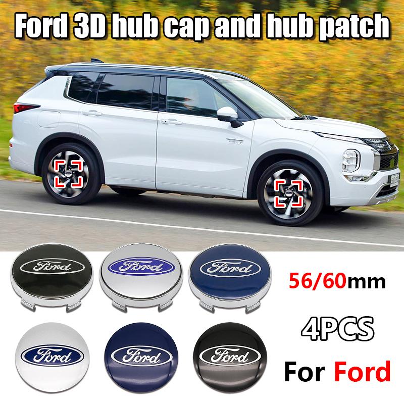 LLKD4 4pcs 3D 60mm For Car Emblem Wheel Hub Center Cap Badge Covers Sticker Decals Styling For Ford Mondeo Focus Fusion MK2 MK4 F150