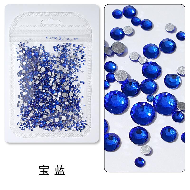 1440 buc, Un pachet întreg de manichiuri colorate, Diamante cu fund plat, Burghie din sticlă de cristal nu pot cădea de pe fund, Bijuterii cu diamante rotunde cu dimensiuni mixte.