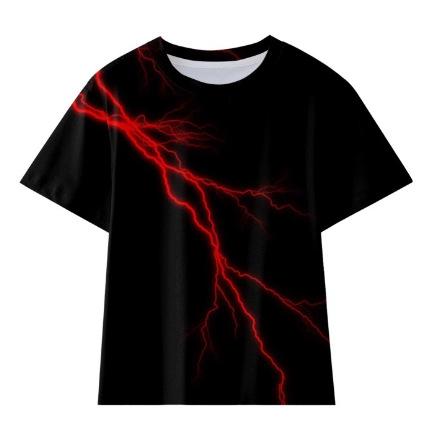 Source manufacturer, new children's clothing, lightning series children's short-sleeved T-shirt 3D printed short-sleeved T-shirt short-sleeved