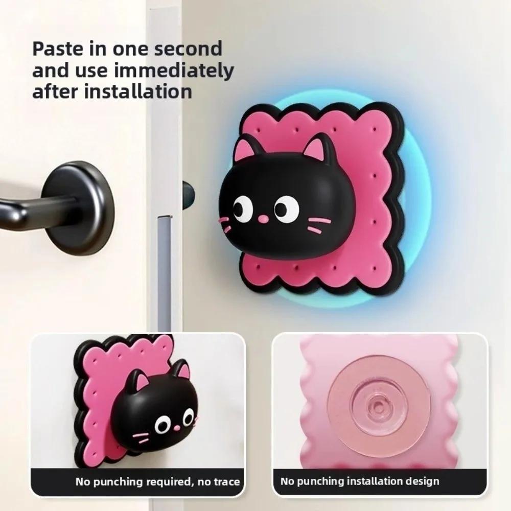 New Cartoon Cat Doll Door Bumper Stickers Anti-Trap Protection Durable Door Handle Mute Pad PVC Home Safety Device Home Use
