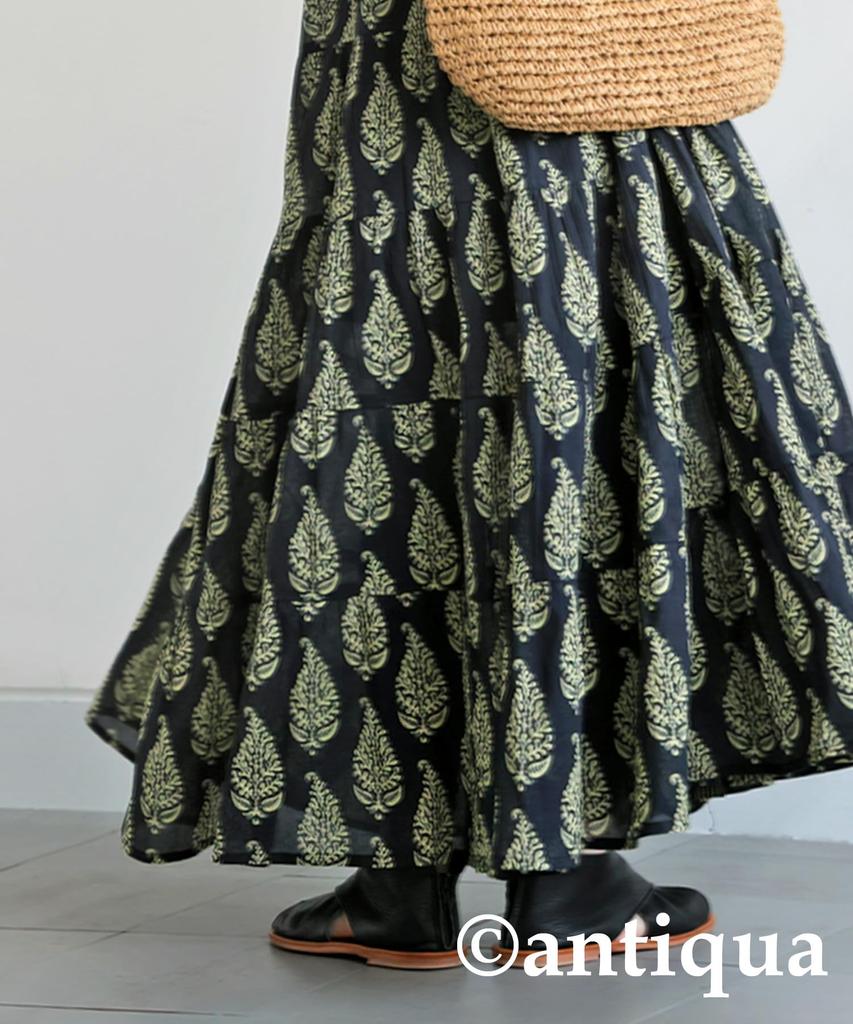 Antiqua Botanical Print Shirt Long One Size Black Dress, Women's, Sleeve, IYA-00092, 05,