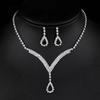 Yousheng 2Pcs/Set Conjunto de joias Design de gota d'água Colar de strass brilhante Conjunto de brincos pendurados Conjunto de colar e brincos brilhantes luxuosos