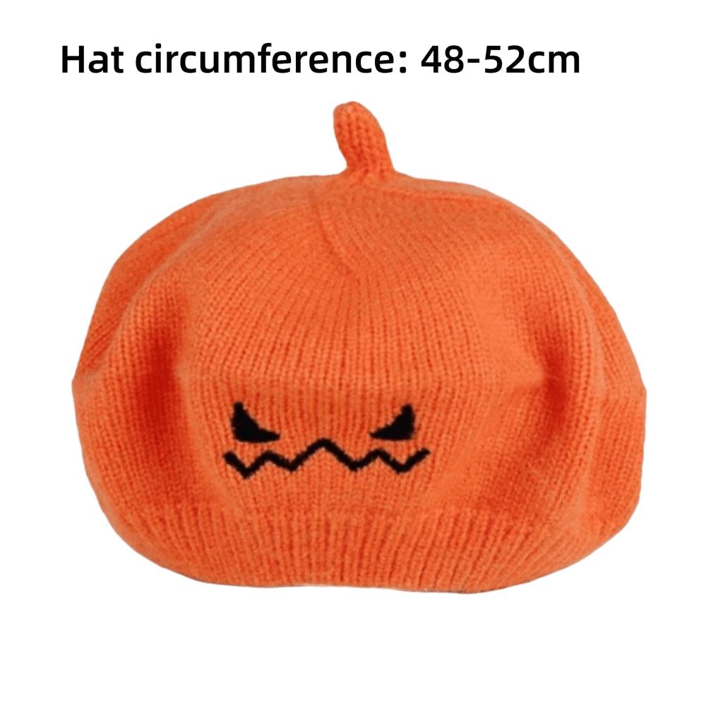 Jacquard Knit Pumpkin Beret Hat Warm Lining Pullover Hat Knitted Beanie Hat Cosplay Costume