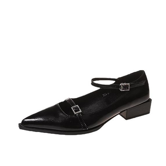 2025 neue Frühling und Herbst süße und coole schwarze kleine Lederschuhe Nische spitz dicker Absatz einzelne Schuhe Retro französische Mary Jane Schuhe Damen