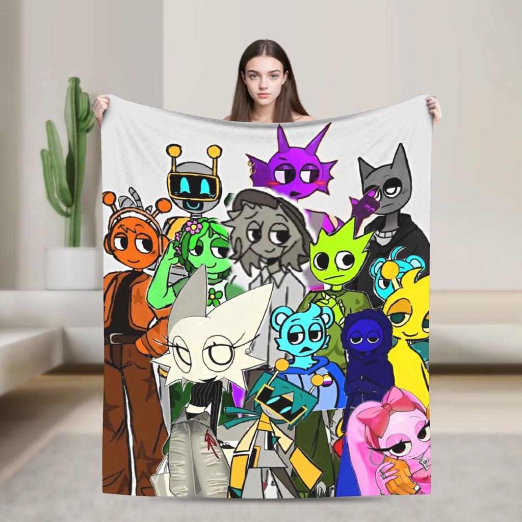 Coperta Gioco Cartone Animato Sprunki Incredibox Coperta Plaid in Flanella Decorazione Estiva per Condizionatore Morbida Calda Copriletto