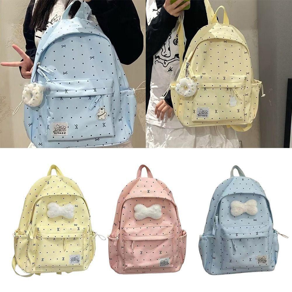 Cute Large Capacity Bow Backpack Ultra-light Nylon Girls Backpack Breathable Travel Bag