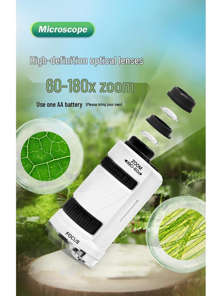 Portable Children's Microscope Science Experiment Set - Educational Toy for Primary & Middle School Students, Boys & Girls