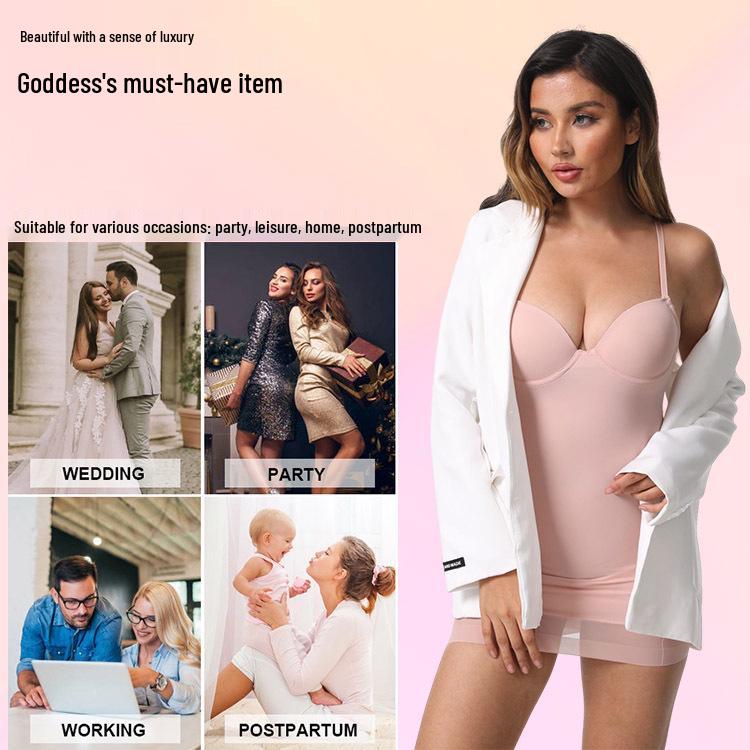 Plus Size Postpartum Body-Shaping Dress with Built-in Bra and Abdominal Support