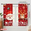 2 szt., druk płaski 2D Zasłony i dekoracja okienna Słodki świąteczny renifer Święty Mikołaj (2) Poliester Łatwy Montaż (bez pręta) Sala