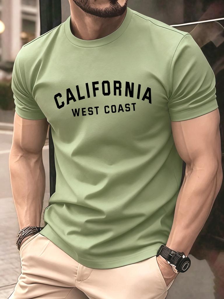 California Weat Coast Print Tee Shirts For Man Cotton ONeck T Shirt Sport AllMatch Top Summer Male New Loose Short Sleeve