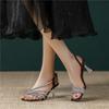 Fashion Niche Design Stiletto Sandals Women's Summer New Temperament Square Toe Open Toe Rhinestone Not Tiring Feet Versatile High Heels