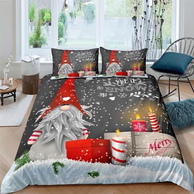 Frohe Weihnachten Bettwäsche Set King Queen Full Twin Größe Kinder Cartoon Bettbezug Schnee Bettdeckenbezug 2/3-teilig Polyester Steppdeckenbezug
