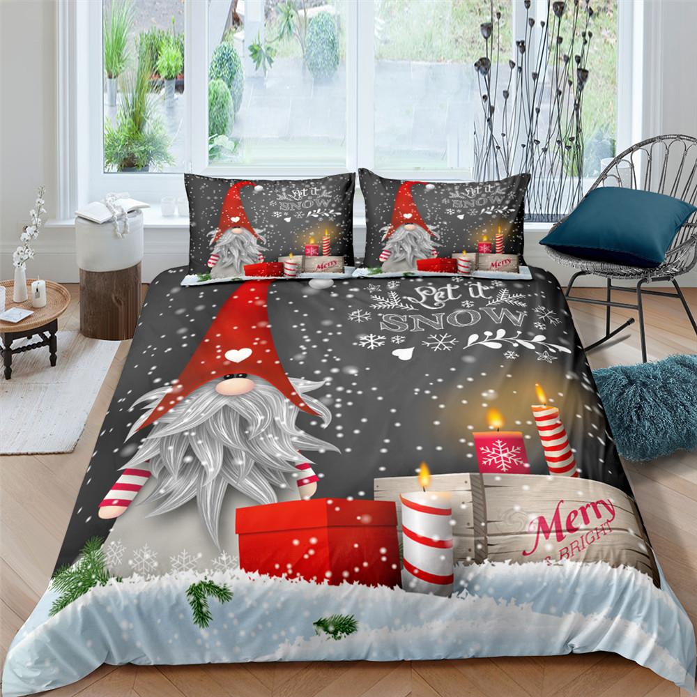 Merry Christmas Bedding Set King Queen Full Twin Size Kids Cartoon Duvet Cover Snow Comforter Cover 2/3pcs Polyester Quilt Cover