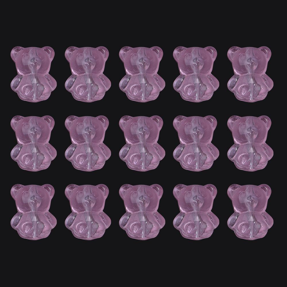 

20pcs Bear Glass Beads Colorful Cute Lampwork Loose Spacer Bead For Jewelry Making DIY Necklace Bracelet Phone Chain Accessories рожевий