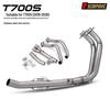 T700S Stainless Steel Motorcycle Exhaust System: Front & Rear Split Sections.
